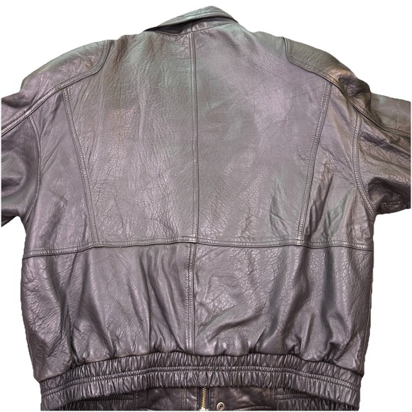Vtg. Phase 2 Jacket Men's XL Black Leather Bomber Zip Pockets Flight Biker - Picture 7 of 15